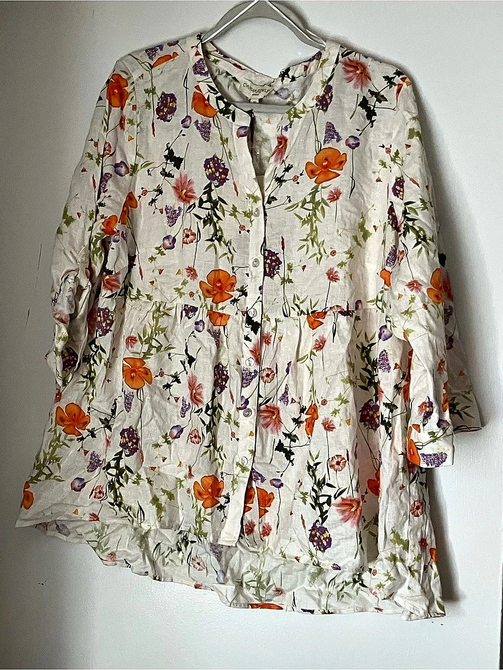 Cynthia Rowley Floral Linen Blend Tunic XL NWT
